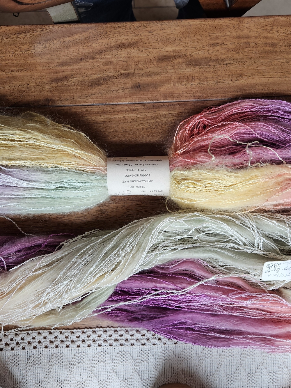 Fiesta Yarns Hand-Dyed Multicolor Yarn Skein – Pastel Pink, Purple, Yellow,Cream